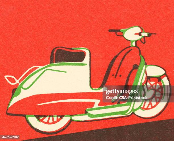 illustrazioni stock, clip art, cartoni animati e icone di tendenza di scooter - moped