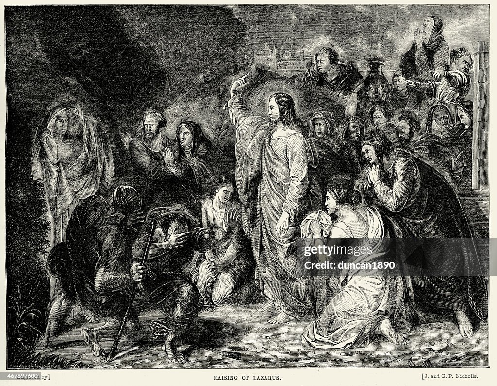 Lazarus Rises Jesus Christ Raising Lazarus From The Dead High-Res Vector Graphic ...