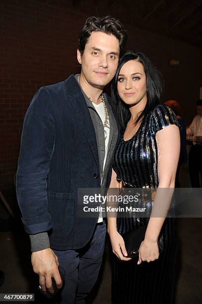 Recording artists John Mayer and Katy Perry attend Hollywood Stands Up To Cancer Event with contributors American Cancer Society and Bristol Myers...