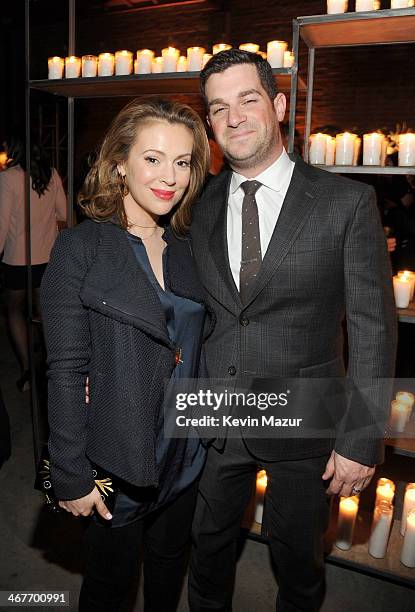 Actress Alyssa Milano and Dave Bugliari attend Hollywood Stands Up To Cancer Event with contributors American Cancer Society and Bristol Myers Squibb...