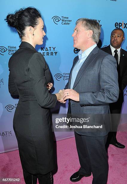 Singer-songwriter Katy Perry and President and Chief Executive Officer of EPIX Mark Greenberg attend during EPIX and Time Warner Cable World Premier...