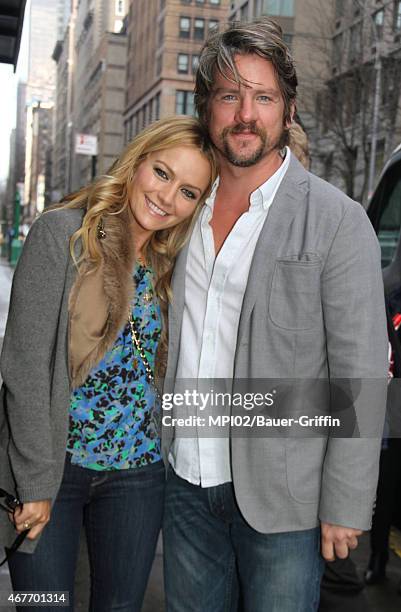 Becki Newton and Zachary Knighton seen at the Rachael Ray Show on March 26, 2015 in New York City.