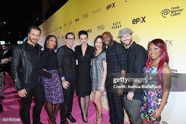 Dancers Lockhart Brownlee, Loriel Hennington, Left Shark Bryan Gaw, singer-songwriter Katy Perry, dancer Tracy Shibata, Khasan Brailsford, Cassidy...