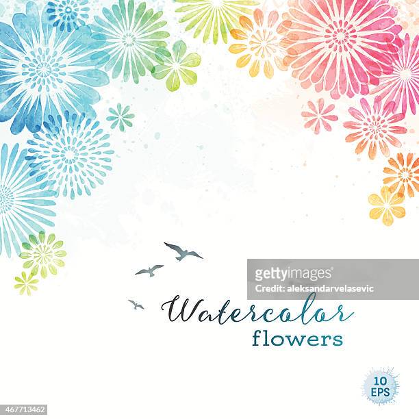 bunten aquarell blumen - watercolor flower stock-grafiken, -clipart, -cartoons und -symbole