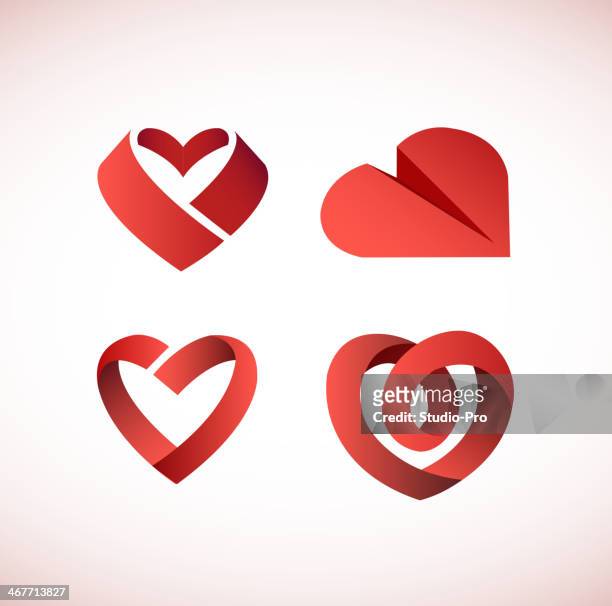 red heart icon collection - heart month stock illustrations