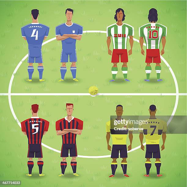 stockillustraties, clipart, cartoons en iconen met football soccer players - sports jersey