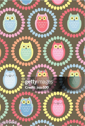 Retro Owl Repeat Pattern on a Dark Background Retro Owl Repeat Pattern on a Dark Background