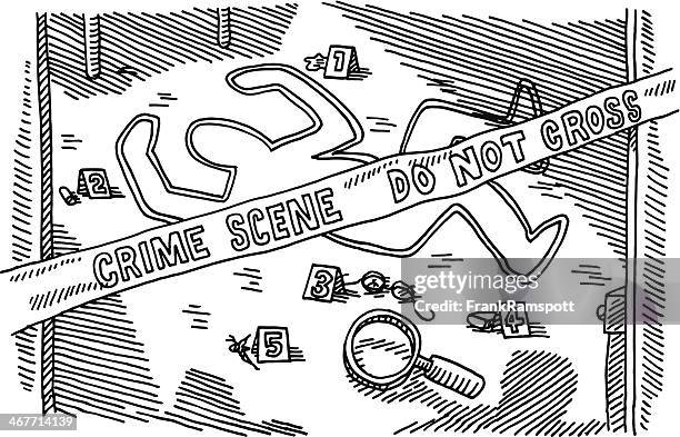 crime scene murder drawing - dead body vector stock illustrations