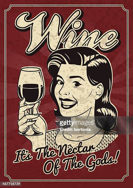ビンテージ女性、ワインのポスター - vintage type poster点のイラスト素材／クリップアート素材／マンガ素材／アイコン素材
