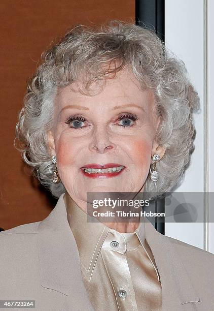 June Lockhart attends the Hollywood Chamber of Commerce honoring her with a Lifetime Achievement Award at the Universal Hilton Hotel on March 26,...