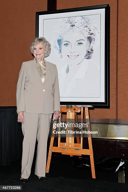 June Lockhart attends the Hollywood Chamber of Commerce honoring her with a Lifetime Achievement Award at the Universal Hilton Hotel on March 26,...