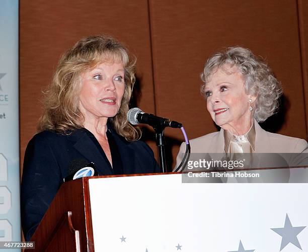 June Lockhart and Marta Kristen attend the Hollywood Chamber of Commerce honoring June Lockhart with a Lifetime Achievement Award at the Universal...