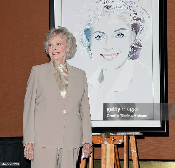 June Lockhart attends the Hollywood Chamber of Commerce honoring her with a Lifetime Achievement Award at the Universal Hilton Hotel on March 26,...