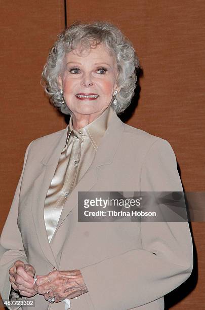 June Lockhart attends the Hollywood Chamber of Commerce honoring her with a Lifetime Achievement Award at the Universal Hilton Hotel on March 26,...