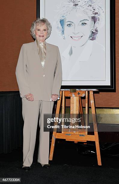 June Lockhart attends the Hollywood Chamber of Commerce honoring her with a Lifetime Achievement Award at the Universal Hilton Hotel on March 26,...