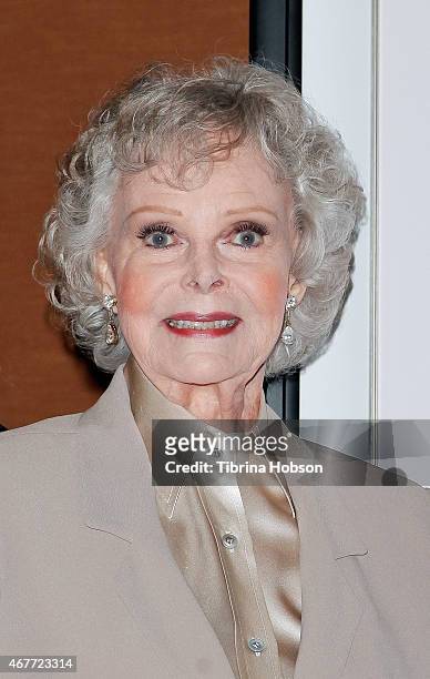 June Lockhart attends the Hollywood Chamber of Commerce honoring her with a Lifetime Achievement Award at the Universal Hilton Hotel on March 26,...