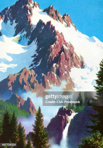 mountain peak - snow mountains stock illustrations