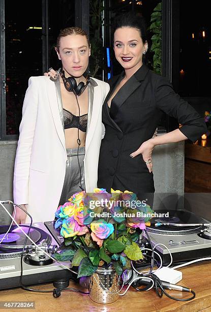 Mia Morett of The Dolls and singer-songwriter Katy Perry attend EPIX and Time Warner Cable World Premier Screening Of "Katy Perry: The Prismatic...