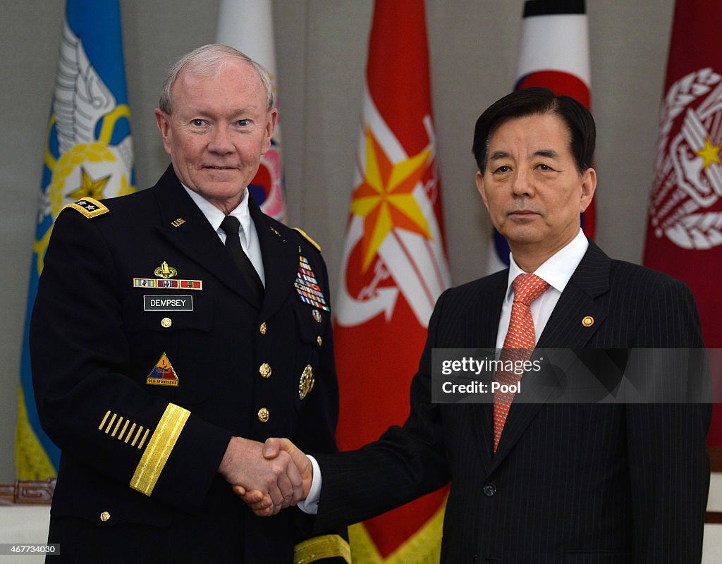 U.S. CJCS Chairman Dempsey Meets S Korean Defense Minister Han In Seoul