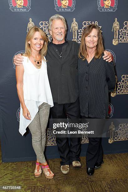 Tracy Kristofferson, Kris Kristofferson and Lisa Meyers arrives at the Cesar Chavez 2015 Legacy Awards at Westin Bonaventure Hotel on March 26, 2015...