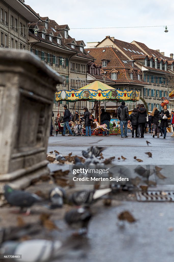 Pigeons and mary go round on Barrenplatz