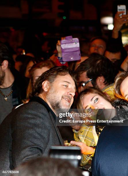 Russell Crowe attends 'The Water Diviner' premiere at Callao City Lights on March 26, 2015 in Madrid, Spain.