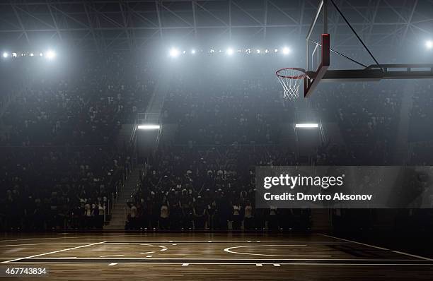 crowd waiting for basketball teams to enter the arena - basketball court floor bildbanksfoton och bilder