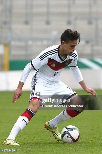 Devante Parker of Germany during the UEFA Under19 Elite Round match between U19 Germany and U19 Slovakia at Carl-Benz-Stadium on March 26, 2015 in...