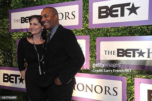 Christine Lietz and Joe Morton are seen at BET Honors 2014: Debra Lee Pre-Dinner at the National Museum of Women in the Arts on February 7, 2014 in...