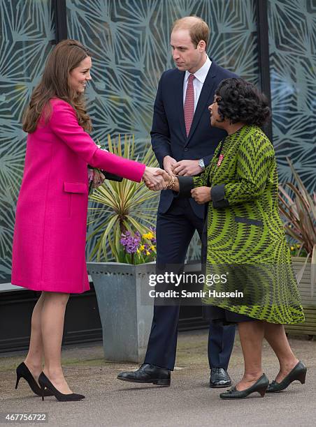 Prince William, Duke of Cambridge and Catherine, Duchess of Cambridge meet Doreen Lawrence, Baroness Lawrence of Clarendon as they visit the Stephen...