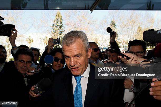 Former Japanese national team manager Javier Aguirre arrives at court at the City of Justice on March 27, 2015 in Valencia, Spain. Javier Aguirre...