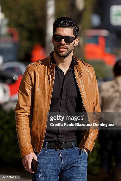 Former Real Zaragoza player and current Getafe CF player Angel Lafita arrives at court at the City of Justice as he is investigated with another 41...