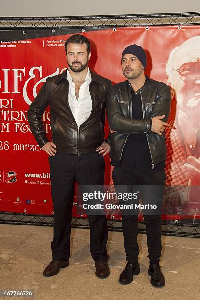 Director Edoardo De Angelis and actor Marco D'Amore attend a photocall before the 'Perez' Press Conference during Bifest 2015 on March 27, 2015 in...