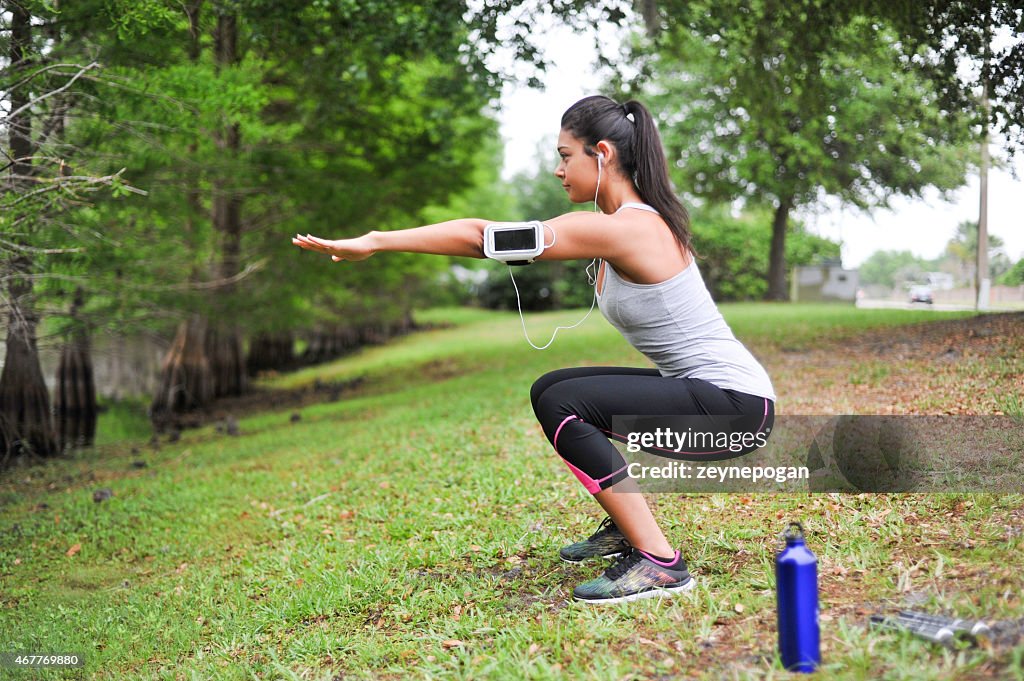 Young Woman working out in a peaceful environment