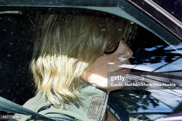 Philippa Sage seen leaving Jeremy Clarkson's West London home on March 27, 2015 in London, England.