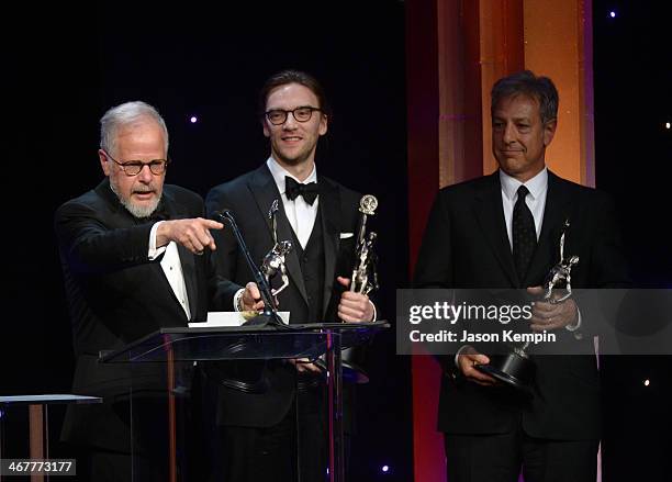 Film editors Jay Cassidy, Crispin Struthers and Alan Baumgarten accept award onstage at the 64th Annual ACE Eddie Awards at The Beverly Hilton Hotel...