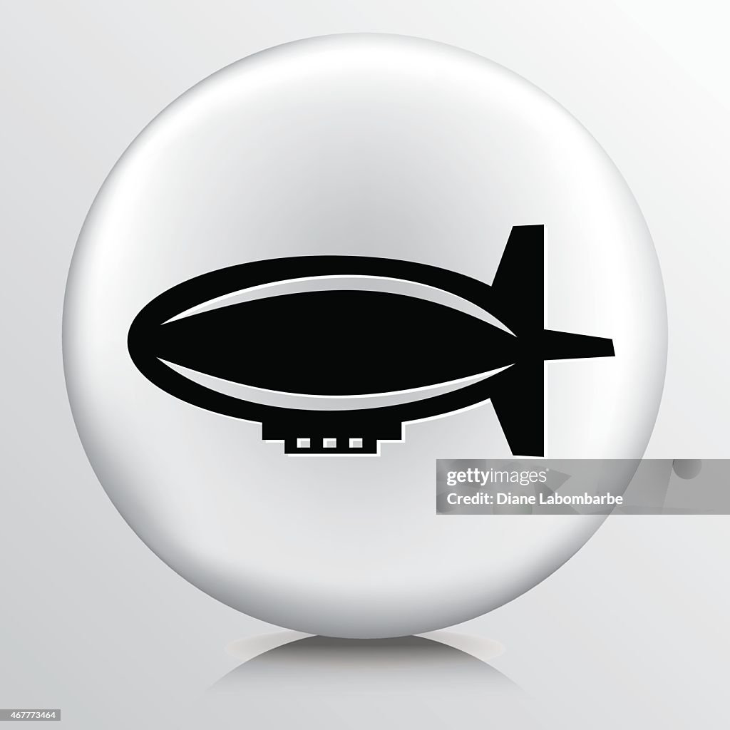 Runde weiße Symbol und Silhouette Zeppelin für Werbung