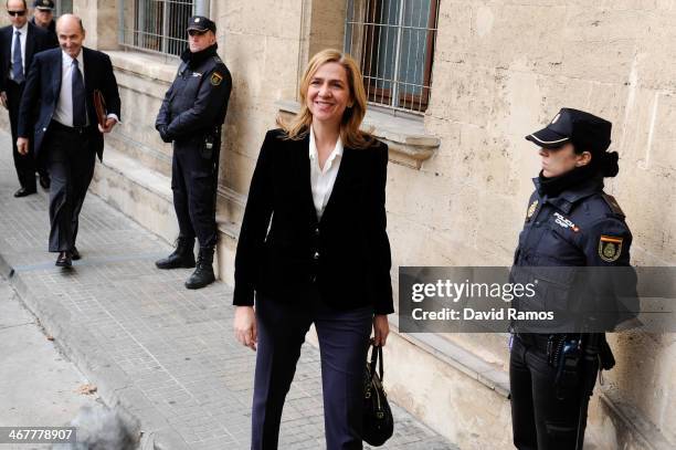 Princess Cristina of Spain arrives at the Palma de Mallorca Couthouse to give evidence during the 'Noos Trial' on February 8, 2014 in Palma de...