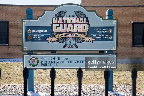 The Illinois National Guard armory where Hasan Edmonds served sits along a commercial street on March 27, 2015 in Joliet, Illinois. Hasan who was a...