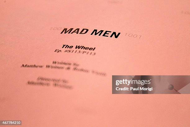 Mad Men' script on display during the Smithsonian's Museum Of American History: Mad Men Artifact Donation Ceremony at the National Museum Of American...