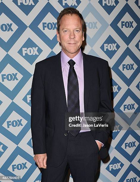 Actor Kiefer Sutherland attends the FOX All-Star 2014 winter TCA party at The Langham Huntington Hotel and Spa on January 13, 2014 in Pasadena,...