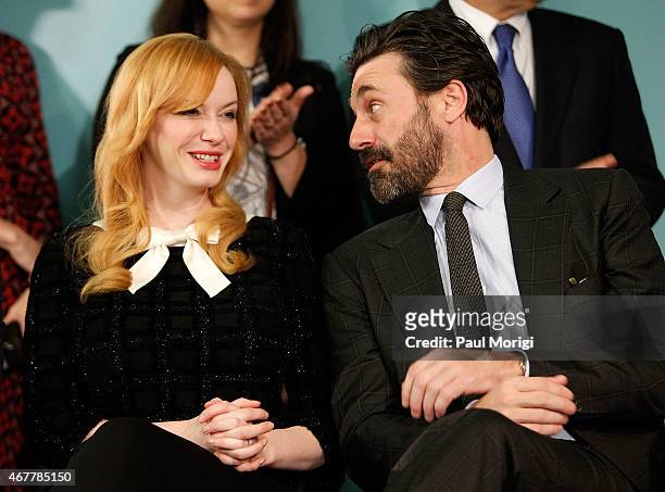 Mad Men' actors Christina Hendricks and Jon Hamm attend the Smithsonian's Museum Of American History: Mad Men Artifact Donation Ceremony at the...