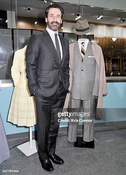 Actor Jon Hamm attends a ceremony where objects from the iconic TV series "Mad Men" are presented to the National Museum of American History on March...