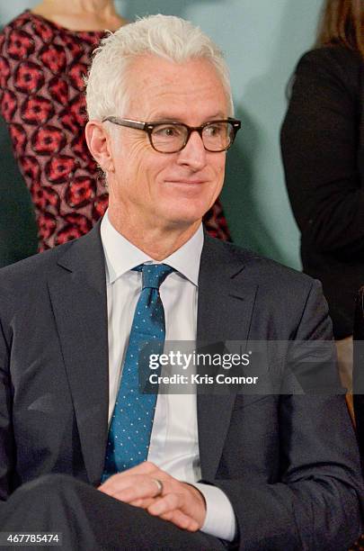 Actor John Slattery attends a ceremony where objects from the iconic TV series "Mad Men" are presented to the National Museum of American History on...