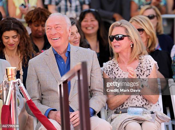 Actor Christopher Plummer and Elaine Taylor attend the Christopher Plummer Hand and Footprint Ceremony during the 2015 TCM Classic Film Festival on...