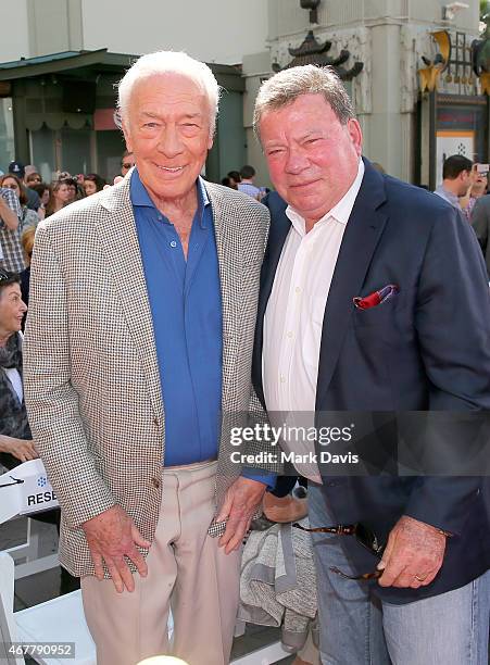 Honoree Christopher Plummer and actor William Shatner attend the Christopher Plummer Hand and Footprint Ceremony during the 2015 TCM Classic Film...