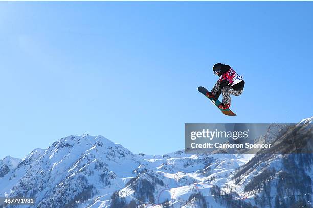 Roope Tonteri of Finland competes during the Snowboard Men's Slopestyle Final during day 1 of the Sochi 2014 Winter Olympics at Rosa Khutor Extreme...