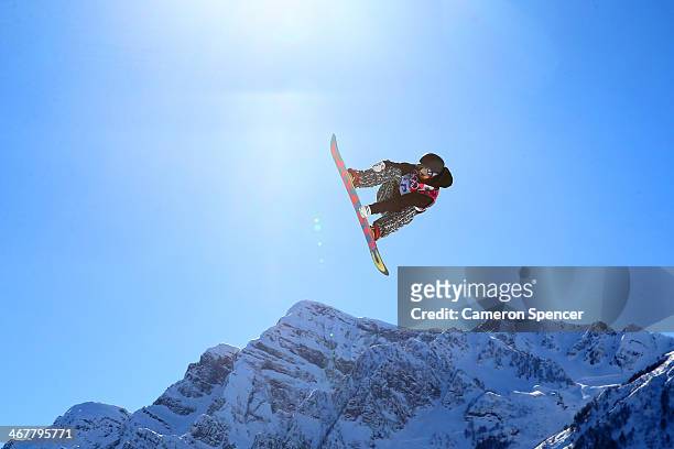 Roope Tonteri of Finland competes during the Snowboard Men's Slopestyle Final during day 1 of the Sochi 2014 Winter Olympics at Rosa Khutor Extreme...