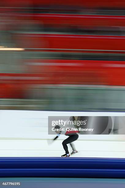 Mathieu Giroux of Canada competes during the Men's 5000m Speed Skating event during day 1 of the Sochi 2014 Winter Olympics at Adler Arena Skating...