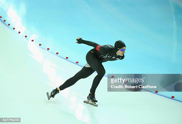 Patrick Meek of the USA competes during the Men's 5000m Speed Skating event during day 1 of the Sochi 2014 Winter Olympics at Adler Arena Skating...